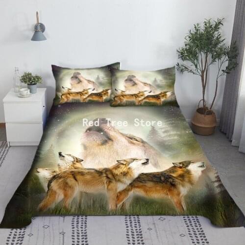 Digital Printing Wolf Pattern Flat Sheet High Quality Polyester Bedding Bedspread 2-3 Pieces for Teens Children Home Decor Sheet