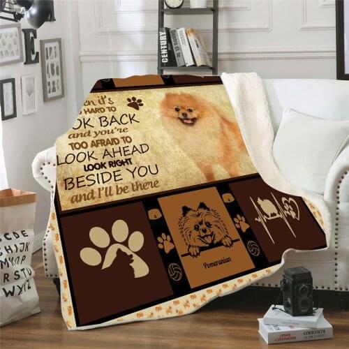 Pomeranian 3D Printed Fleece blanket for Picnic Thick Fashionable Bedspread Sherpa Throw Blanket Drop Shipping