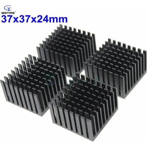 Gdstime 5pcs Aluminum Heatsink 37x37x24mm Black Anodized Heat Sink with High Quality 37mm