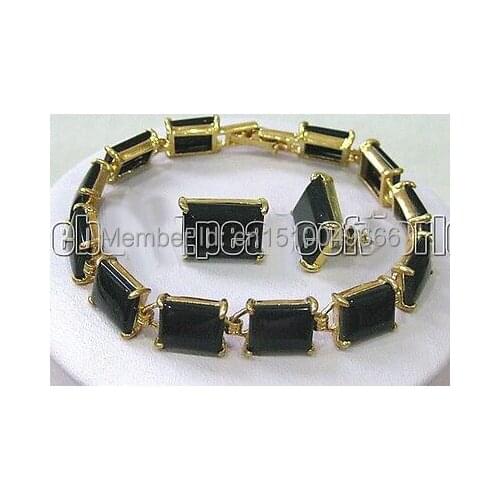 Hot sale FREE SHIPPING>>>>Gold Plate STONE Bracelet Earring