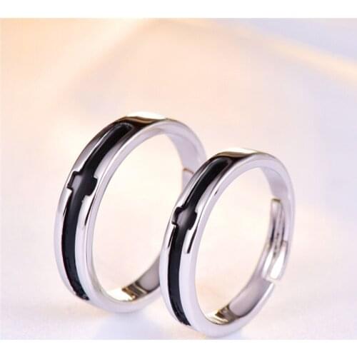 Personalized Stainless Steel Cross With Black Enamel Couples rings Wedding jewelry Marry ring 2pcs/pair