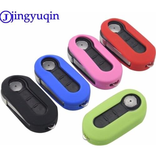 Jingyuqin 3Buttons Remote Colorful Car Key Cover Shell Styling Case Fob For Fiat 500 Panda Punto Bravo Silicone Case