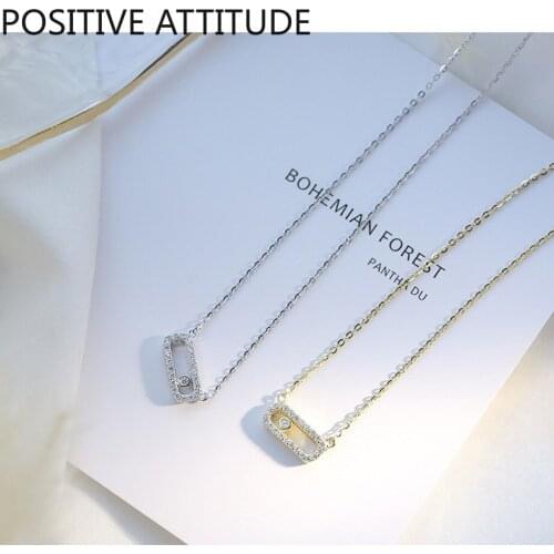 Korea cute rectangular crystal female pendant necklace clavicle chain wedding Valentines Day gift popular bijoux