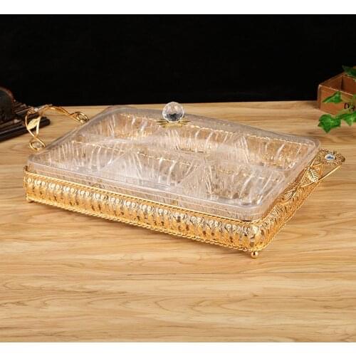 Dry fruit box with separate boxes and lid European grade candy box transparent glass lid creative melon seeds snack box dry frui