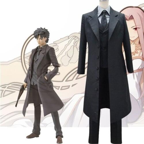 CostumeBuy FGO Fate Grand Order Cosplay Emiya Kiritsugu Costume Mens Full Set Black Suit Outfits Halloween Custom Made