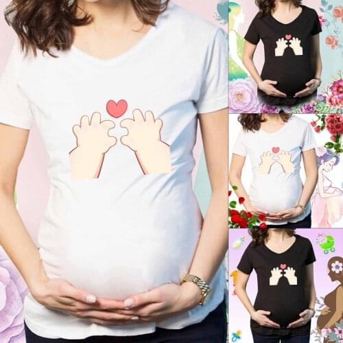 Summer Funny Cartoon Print Maternity Clothing Plus-Size Short Sleeve Pregnant T-Shirt Tops Women Hot Sale T-Shirts