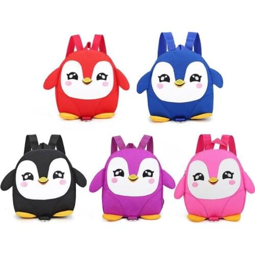 Cute Cartoon Penguin Backpack for Boys Girls Kindergarten School Bags Toddler Kids Children Gift with Anti Lost Traction Rope