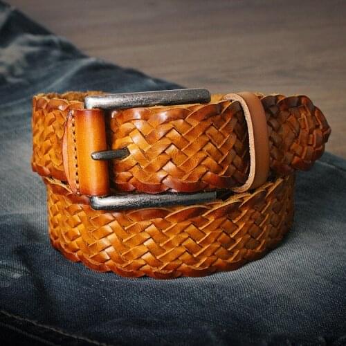 2018 New Hand-woven Universal Personality Belt for Men and Women,Euro-American style buckle belt with leather needle