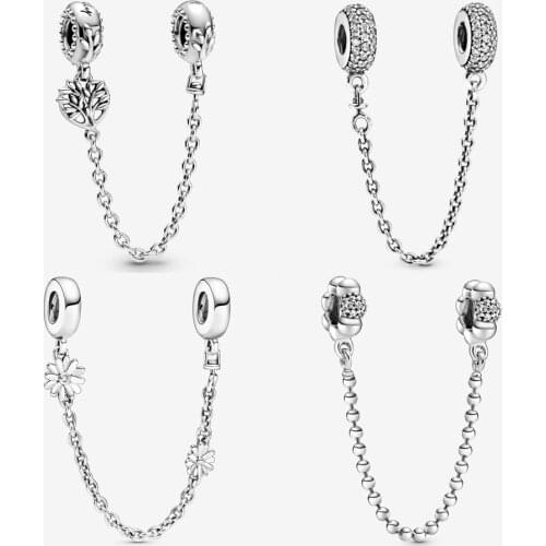 2020 NEW Real 925 sterling silver Pave Inspiration Safety Chain charm Fit pandora bracelet Fine safety chain charm DIY jewelry