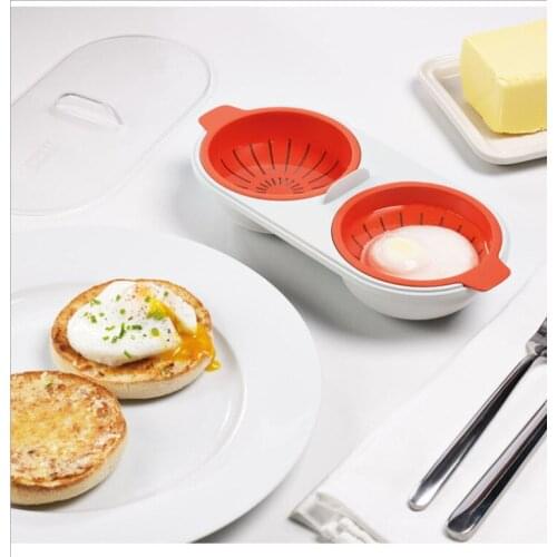 New Creative Egg Poacher Food Grade Pans Double Cup Egg Boiler Steam Microwave Oven Set Kitchen Cooking Tools