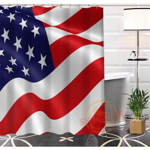 New arrival 100% Polyester Custom Hot Popular Flag@1 Fabric Modern Shower Curtain bathroom With Hooks H0223-53
