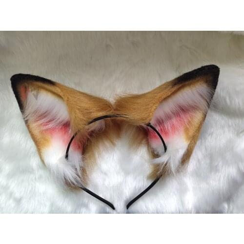New Glden Brown Fox Cat Ears Hair Hoop Hand Made Work For KC Cosplay Party Game Costume Accessories Custom Made