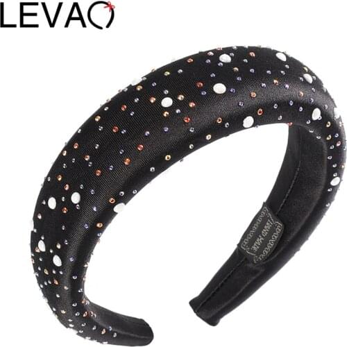 LEVAO Padded Headband with Glitter Stone Hairbands For Women Bezel Elegant Girls Hair Accessories Hair Band Headwear