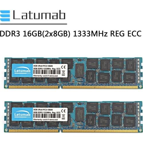 Latumab Memoria RAM DDR3 16G (2x8GB) 1333MHz Server Memory PC3-10600 240 Pins REG ECC DDR3 RAM Registered Memory Module
