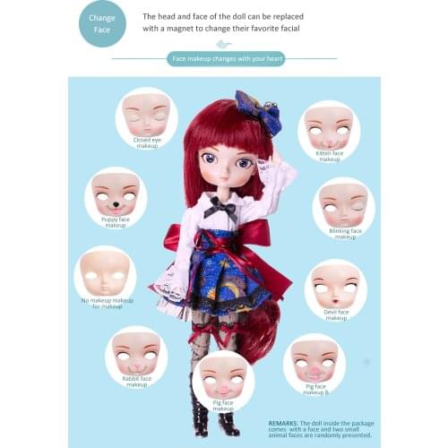 BB girl doll face-plate without make up and make up