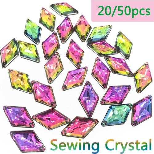 20/50pcs Loose Sew-on AB Flatback Rhinestones Apparel Bags Shoes Sewing Accessories DIY Crafts Garment Accessories 11x18/14x24mm