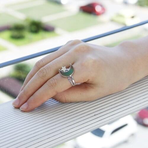 Mood Ring Adjustable Moon Star Ring