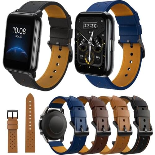 22mm Genuine Leather Watchband For Realme Watch 2 / 2 pro Smart Wristband Bracelet For Realme Watch S / pro watchband Accessory
