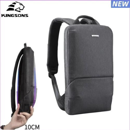 Kingsons New Unisex Backpacks Thin 15'' Laptop Men Business Backpack Office Work Bags Fashion Gray Ultralight Schoolbag With USB