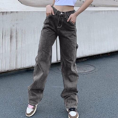 High Waist Loose Wide Leg Denim Clothing Blue Streetwear Vintage 2021 Fashion Harajuku Straight Pants Woman Jeans