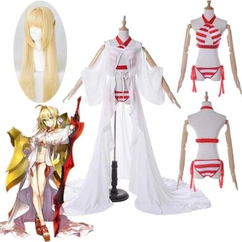 Saber Cosplay Fate Grand Order Nero Claudius Caesar Augustus Swimsuit Cosplay Costume Sexy Bikini Fate/Extra Costume Swimwear
