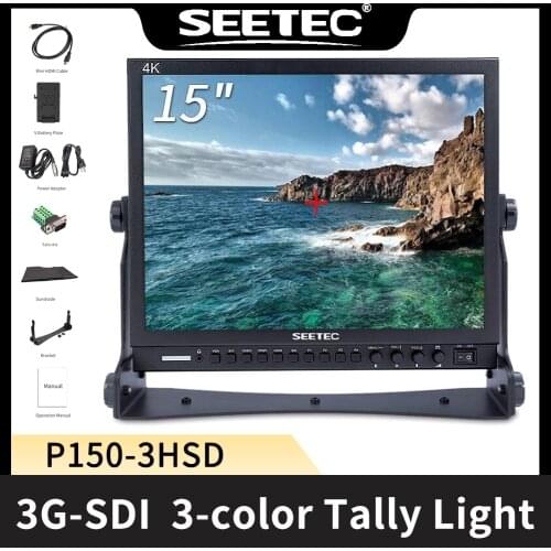 Seetec P150-3HSD 15 Inch 3G-SDI HDMI Broadcast Monitor HD 1024x768 with AV YPbPr Peaking Focus 15" LCD Monitor Aluminum Design