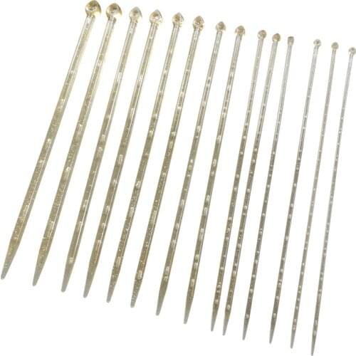 7 Sizes 14PCS/set 36cm Single Pointed Knitting Needles Acrylic Plastic handle Transparent Craft Knit Crochet Hooks 4mm-10mm