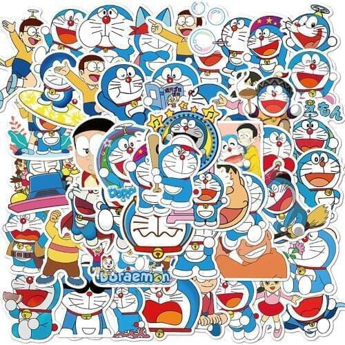 50PCS Cute Doraemon Cartoon Stickers Skateboard Fridge Guitar Snowboard Motorcycle Luggage Classic Anime Sticker Fun for Kid