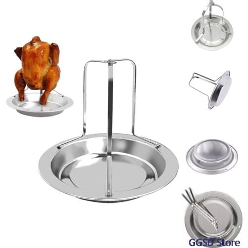 Chicken Roaster Rack Stainless Steel Turkey Duck Roaster BBQ Grilled Rack Detachable Barbecue Chicken Roast Holder Stand Tray