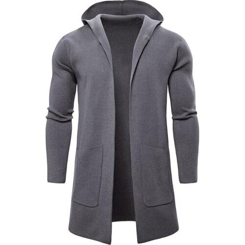 Europe and America Cardigan Hoodies Sweatshirts Men Long Fashion Streetwear Hoodies Men Hip Hop Knitted Sweatshirt