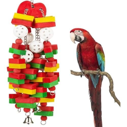 Bird Chewing Toy Parrot Cage Bite Toy Pet Supplies For Cockatoos African Grey Macaws Large Bird Parrot Toy Natural Wooden Blocks