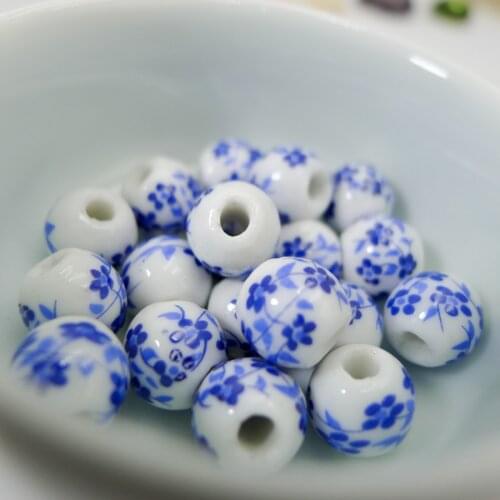 10# 40pcs Sphere Ceramic Beads Not Hama Porcelain Porcelain Bead For Jewelry Making 10mm Beads #A310C