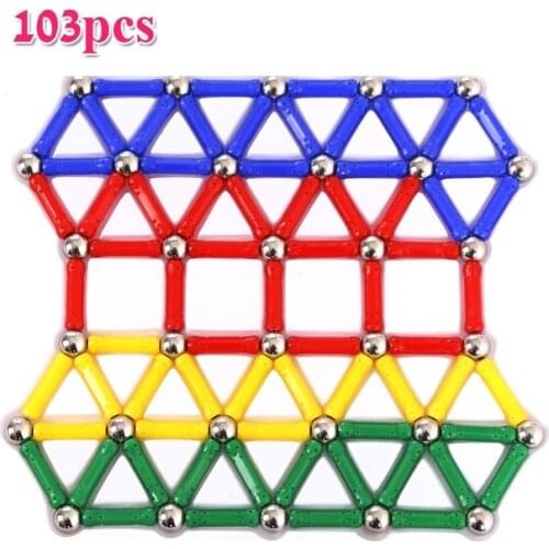 103pcs/set Magnet Balls Sticks Metal Design Blocks Mini Bead Geometric Figure Construction DIY Toys For Kid Intelligence Gifts