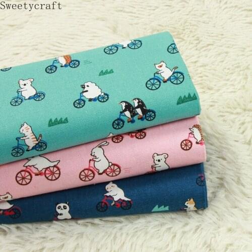 110x45cm High Quality Thick Cotton Fabrics By Yard Animal Bicycle Printed DIY Sewing Bag table cloth pillow Party Home Decor