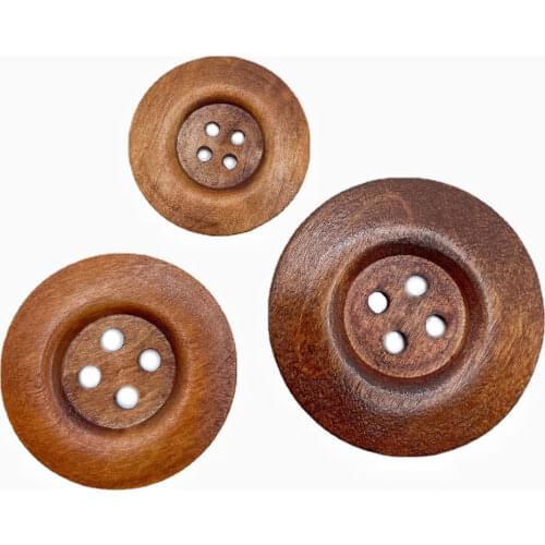 2/10pcs 40/50/60mm 6CM Extra Large Wood Buttons Li Brown 4 Holes Round Sewing Button Embellishments Crafts Scrapbooking Boutons