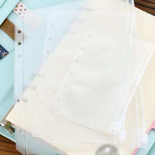 2Pcs Storage Loose Leaf Notebook Diary Binding Ticket Organizer A6 A5 Transparent PVC Zipper Bag Holder