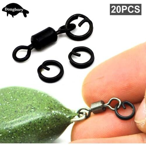20PCS Carp Fishing Rig Rings Q Shaped Round Hair Rig Blow Back Rig Ring Quick Change Swivel Clips Micro Carp Fishing Accessories