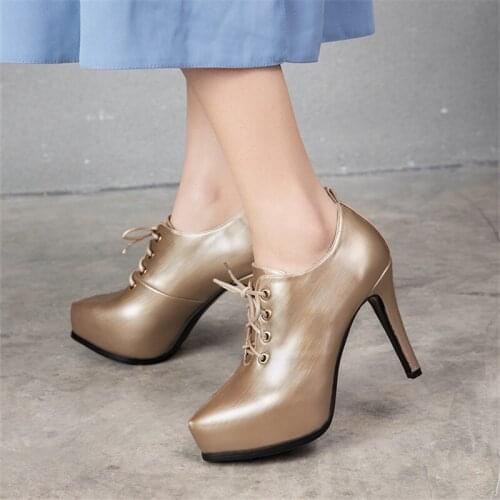 2020 Women Sexy High Heel Shoes Patent Leather woman Single Shoes Shallow Lace up heels Office Lady Party Shoes Woman