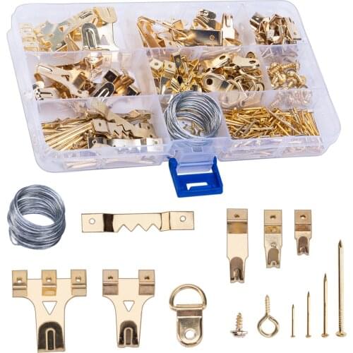 276pcs/set Picture Hangers Kit, Including eavy Duty Wall Hooks,Nails,Wire,Screws,D-Rings,Sawtooth.for Household/office Tools