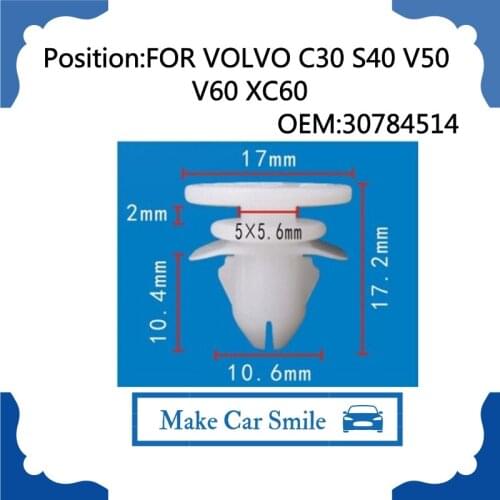 30784514 x10pcs For Volvo C30 S40 V50 V60 XC60 Lower Molding Trim Clips PACK Panel Bumper Fascias Fastener Rivet Retainer Clips