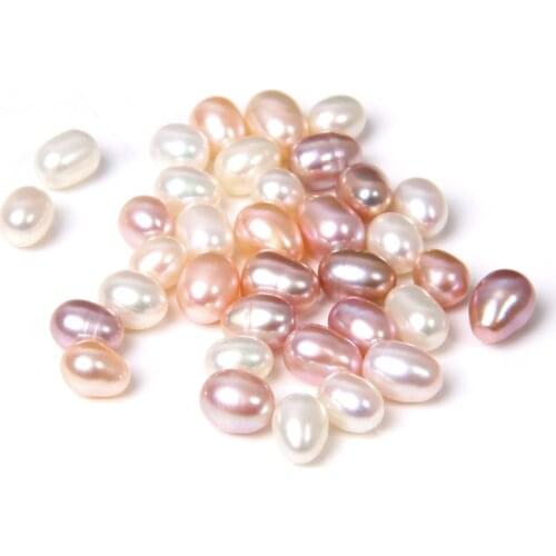 6*7mm White Pearl Non-porous Natural Oval Pearls Beads Freshwater Loose Pearls Beads for Jewelry Making Decoration 5PCS 10PCS