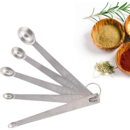 5pcs/Set Small Measuring Spoon Stainless Steel Coffee Measuring Spoons Tea Seasoning Multiple Size Measuring Spoon Kitchen Tools