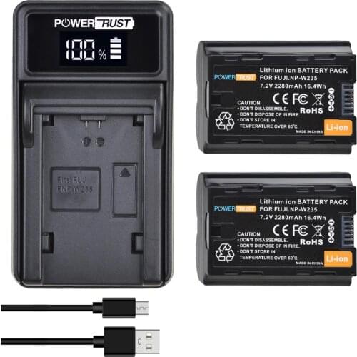 NP-W235 NPW235 2280mAh 7.2V Battery Pack and LED USB Charger for Fujifilm Fuji X-T4, XT4 Camera Battery