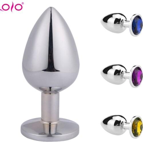 OLO Anal Plug Sex Toys For Couple Adults Stainless Smooth Steel Dildo Butt Plug Tail Crystal Jewelry Trainer Sex Products Shop