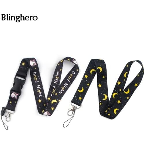 Blinghero Lanyard ID Badge Holder Good Night Cat Print Lanyard for Key Camera Whistle Hang Rope Lanyards Gift for Friends BH0592