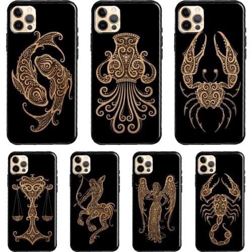 Zodiac Signs Case For iPhone 12 Pro Max mini XR X XS 7 8 Plus SE 2020 11 Pro Max Back Cover Shell