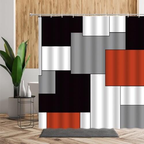 Black White Grey Red Plaid Bath Shower Curtain Geometric Pattern Curtains Originality Colored Backdrop Fabric 3D Bathroom Decor