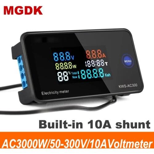 AC220V 10A Digital Voltmeter Ammeter Power Energy Meter Wattmeter Electricity AC Current Voltage Temperature meter