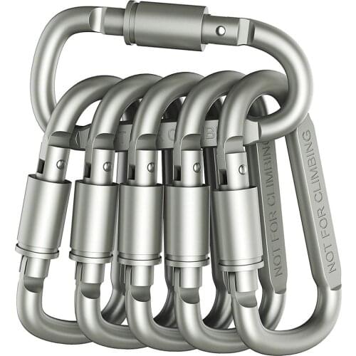 6pcs Aluminum Alloy D-ring Carabiner Outdoor Climbing Hiking Hammock Snap Buckle Elaborate Manufacture Prolonged Durable