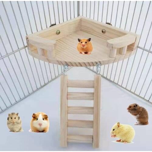 Wooden Hamster Chinchilla Springboard Platform Ladder Fence Small Animal Play Toys